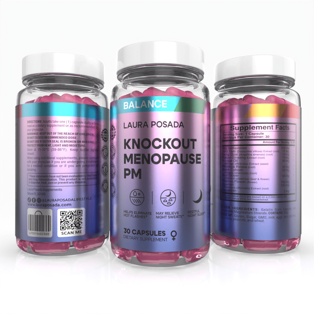 Knockout Menopause PM | Alivio Natural para Sudores Nocturnos, Ansiedad y un Sueño Reparador