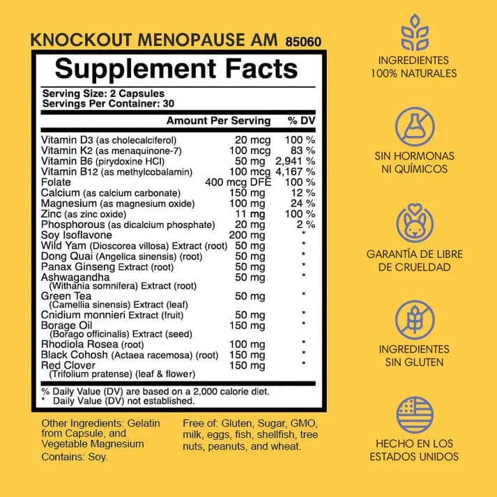 <tc>Knockout Menopause AM | Natural Support for Energy, Focus, Mood Swings, and Hot Flashes</tc>