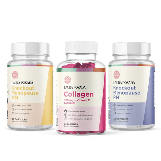 Combo Glow - Knockout Am / Pm Alivio Para La Menopausia, Colágeno + Vitamina C Para Una Piel Luminosa Y Control Del Peso